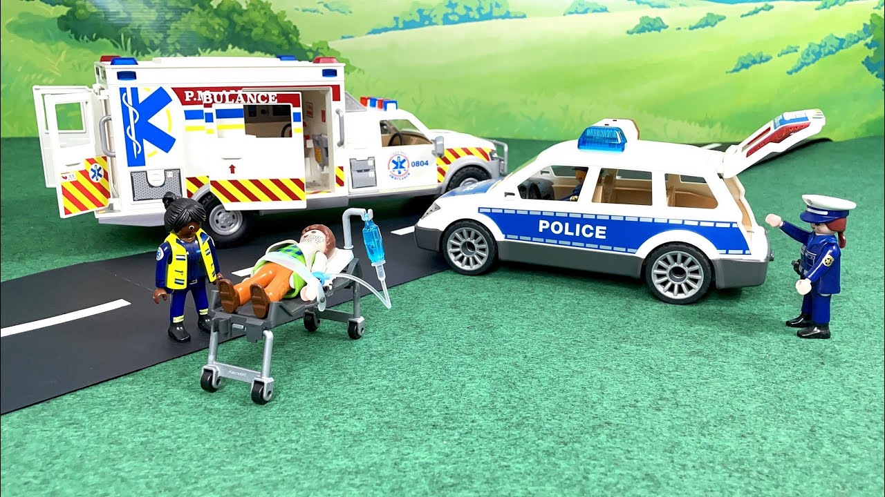 Vehicle Toys | Ambulance Rescue and Police Car | Playmobil | Sound Effects
