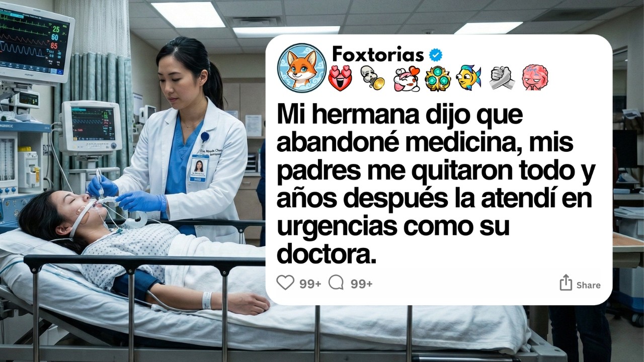 Mi hermana mintió diciendo que yo había dejado la carrera de medicina y se arrepintió de ello.