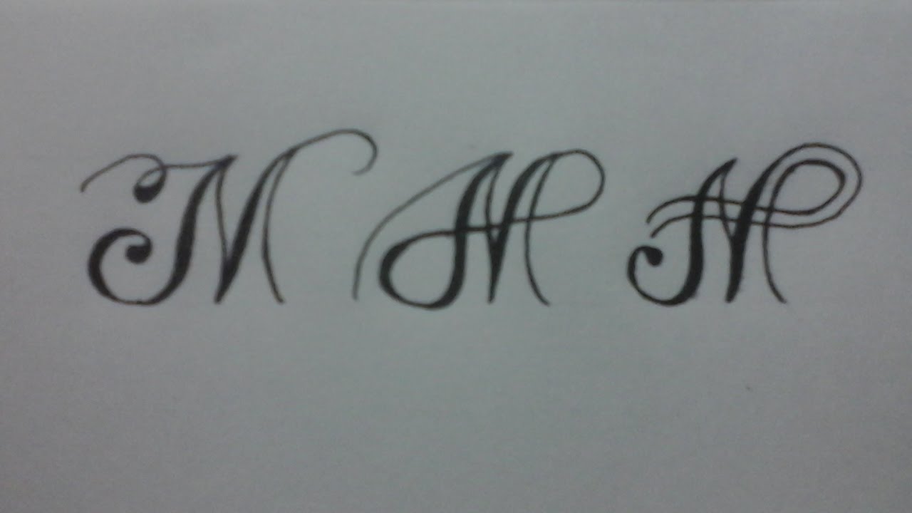 calligraphy letter M with normal pen