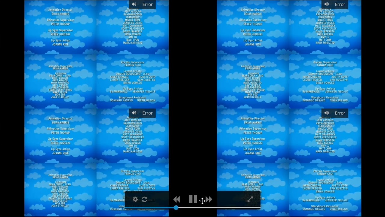(A BIT LOUD) All the backyardigans credits playing at the same time quadparison