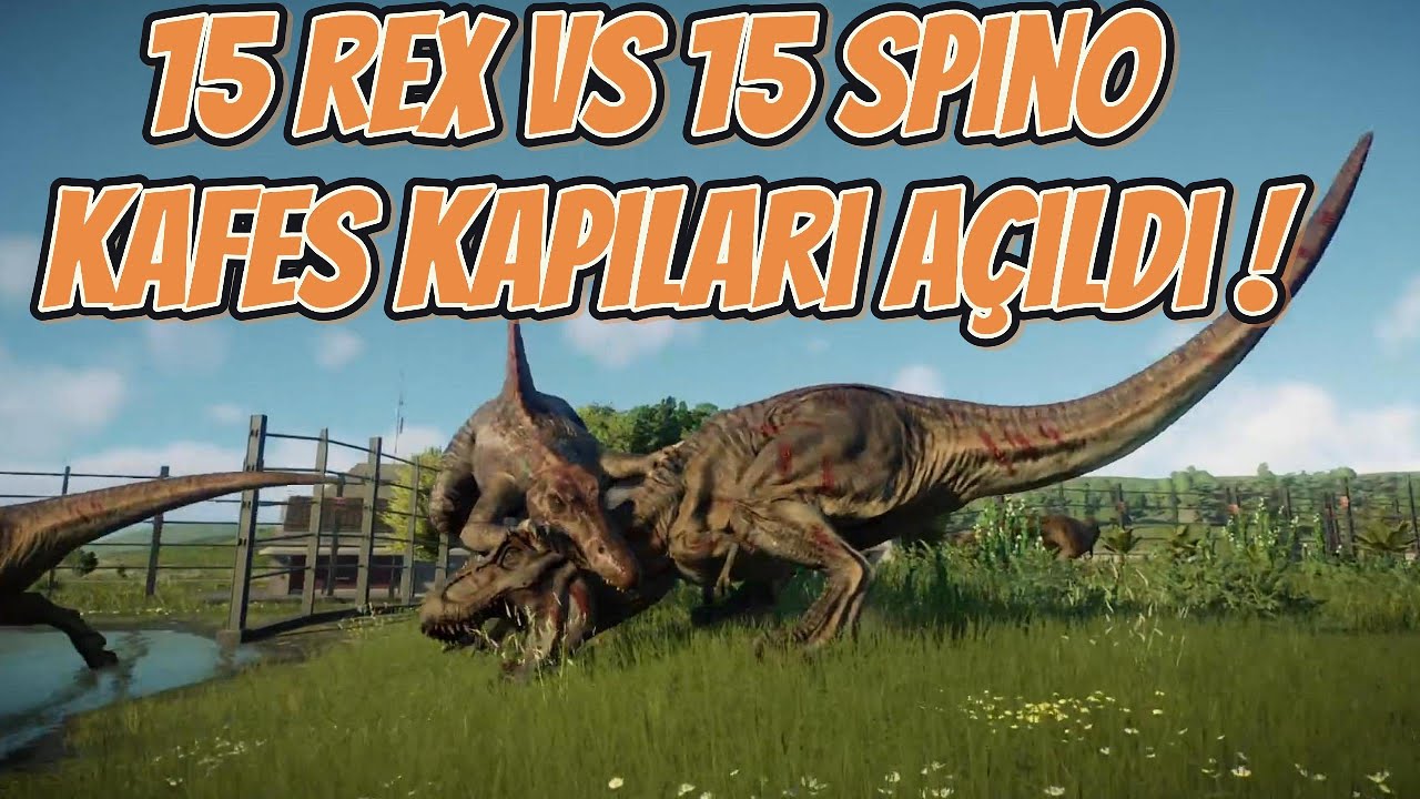 15 T REX vs 15 SPİNOSAURUS GER&Ccedil;EK&Ccedil;İ BİR SİMİLASYONDA 2K 60 FPS