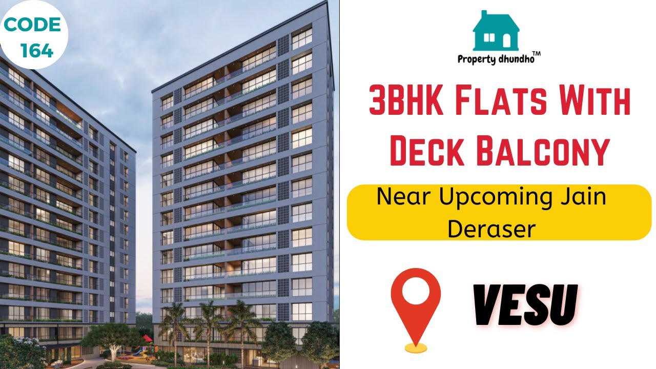 3BHK Spacious Flats for sale in Vesu,Surat! Near Jain Deraser!