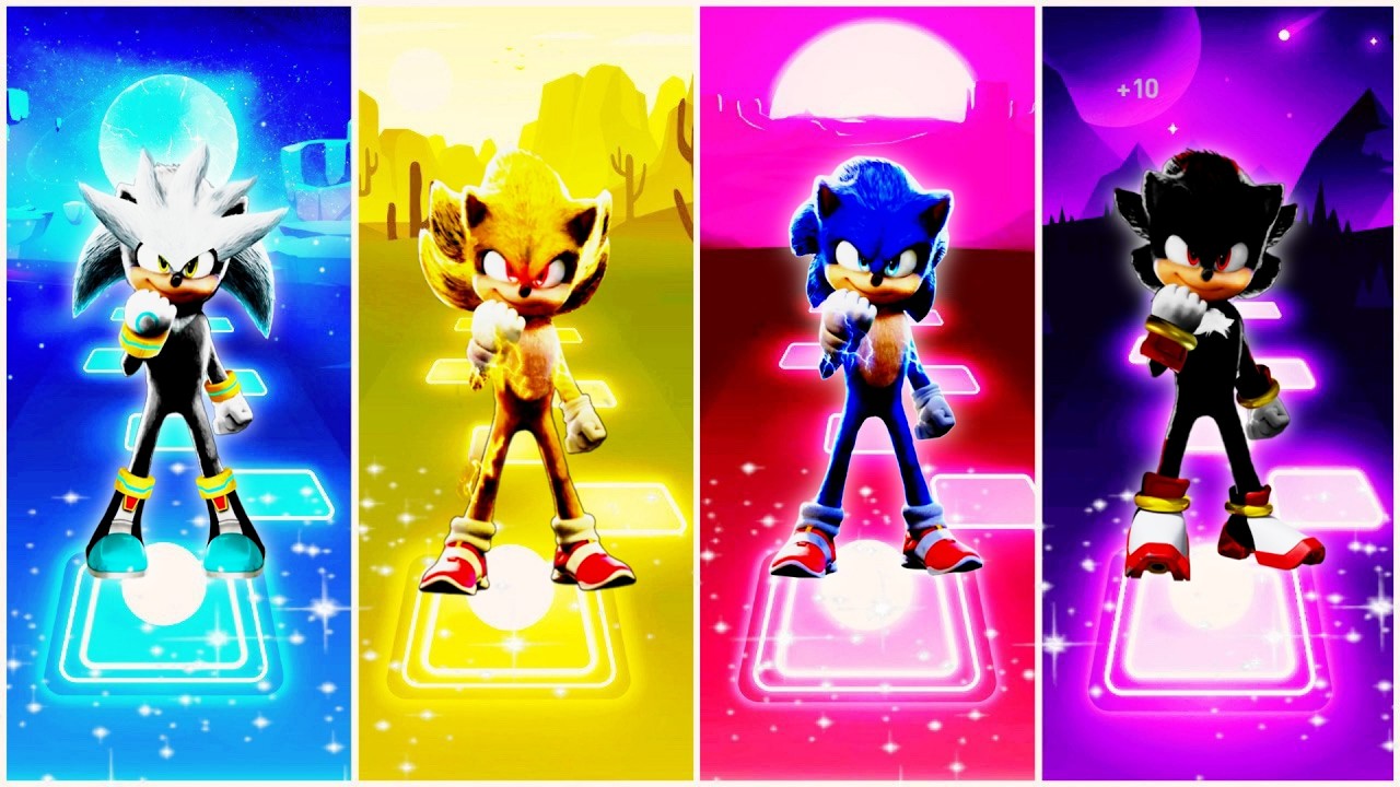 Silver the Hedgehog 🆚 Super Sonic 🆚 Sonic the Hedgehog 🆚 Shadow the Hedgehog | Tiles Hop EDM Rush