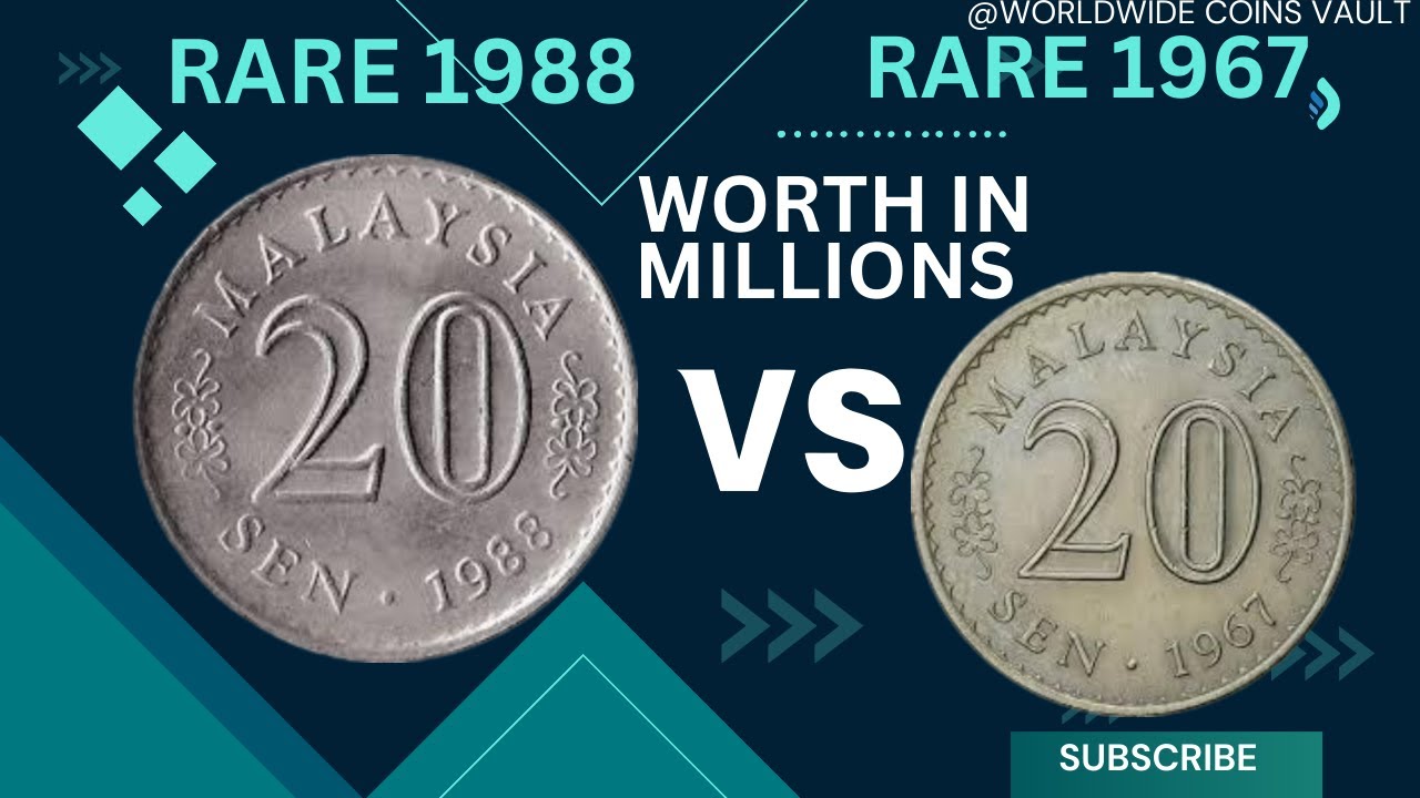 Difference between the most valuable and rare coins20 sen Malaysia 1988 and 20 sen Malaysia 1967!