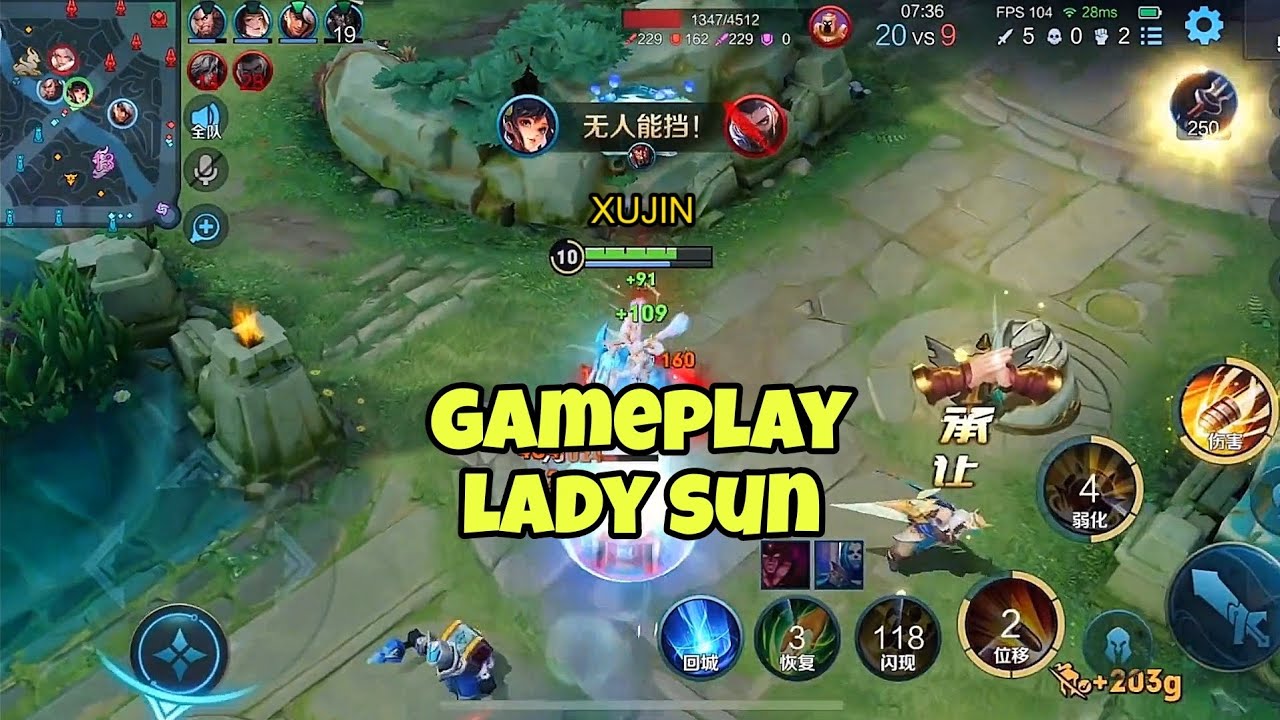 Gameplay Lady Sun Honor Of Kings Hero Global China Server Skill Combo Marksman Farm Lane HOK XUJIN