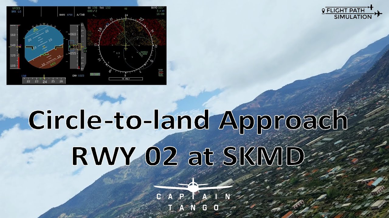 A320 Circle-to-land approach to RWY 02 at SKMD