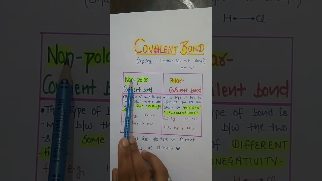 Polar and Non polar covalent bond in easy way more tricks in chemistry subscribe my channel