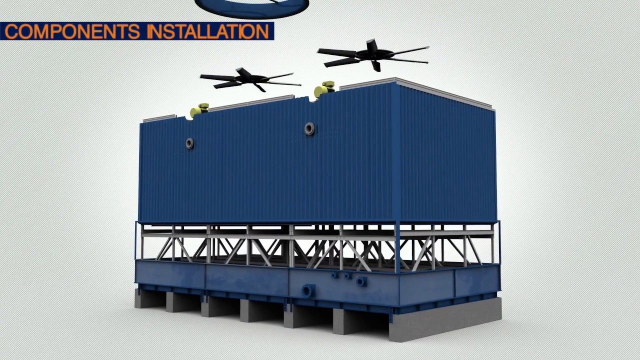YWCT modular FRPP cooling tower erection