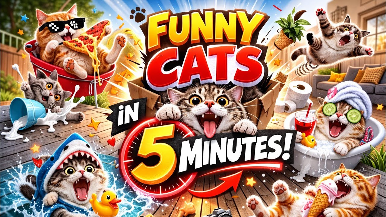 MEGA FUNNY CATS🐈 5 MINUTES🕑