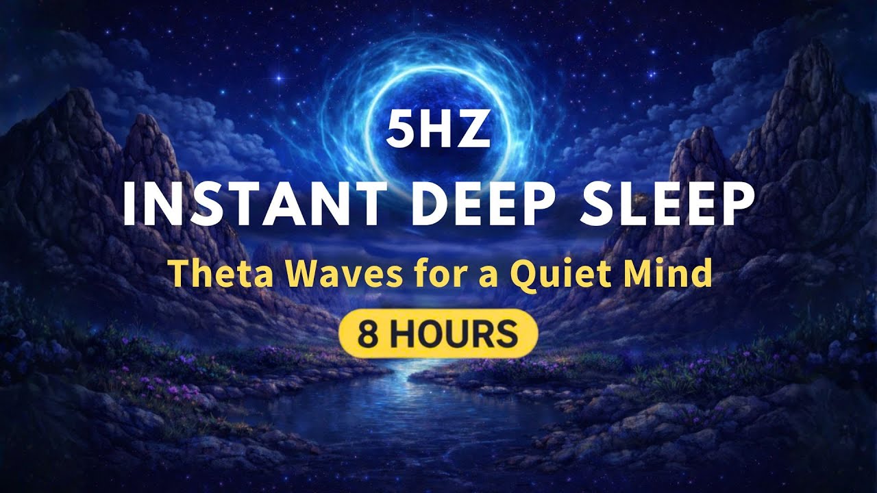 Instant Deep Sleep 8 Hours of 5Hz Binaural Beats (Theta Waves) for a Quiet Mind