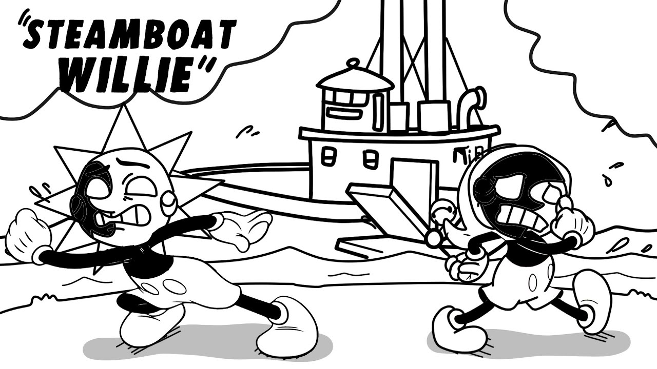 Sun and Moon Play A MICKEY MOUSE Horror Game Called  STEAMBOAT WILLIE!