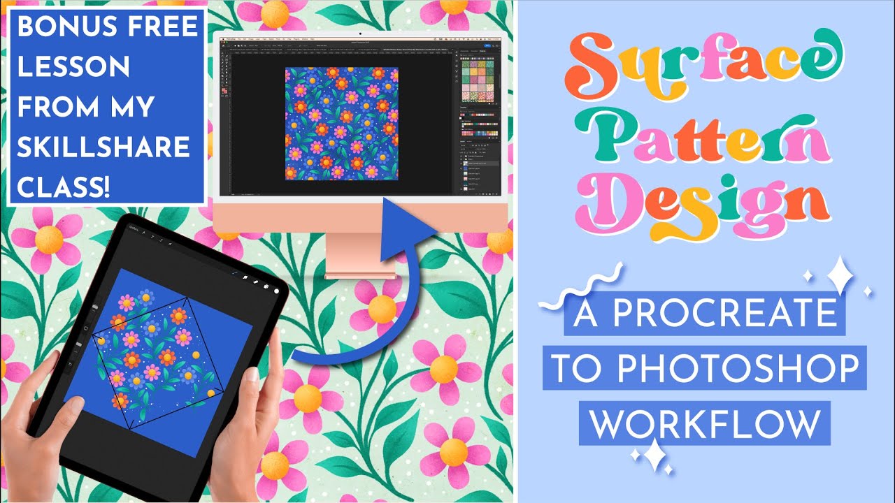 Seamless Patterns in Procreate, Finished in Photoshop with Smart Objects Trailer + BONUS FREE LESSON