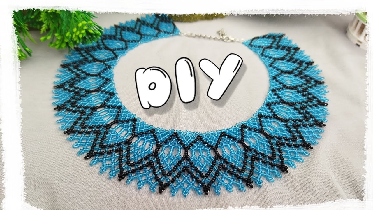 DIY ПРОСТОЕ КОЛЬЕ ИЗ БИСЕРА. ШИРОКОЕ КОЛЬЕ из бисера