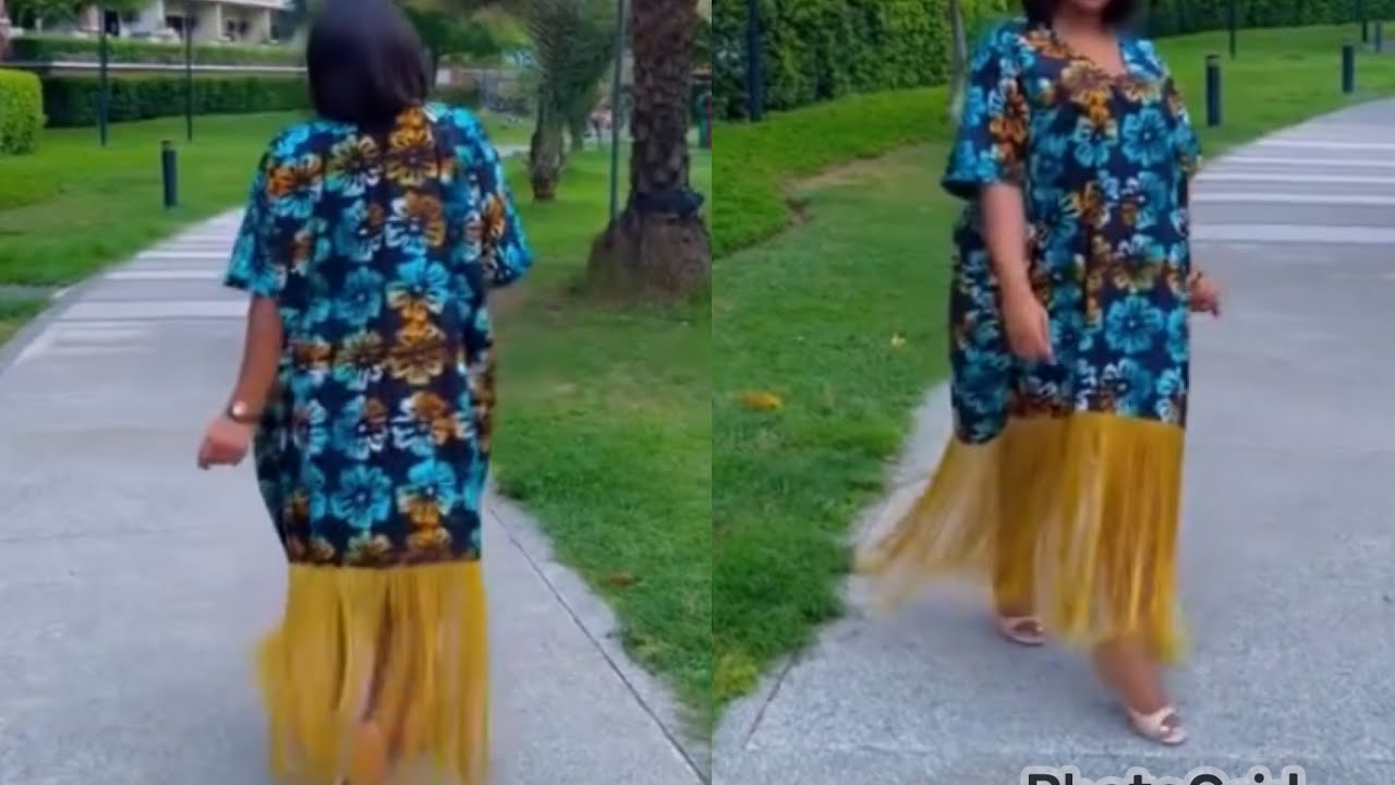 How To Cut And Sew A BUBU/ KAFTAN Dress with Fringe.