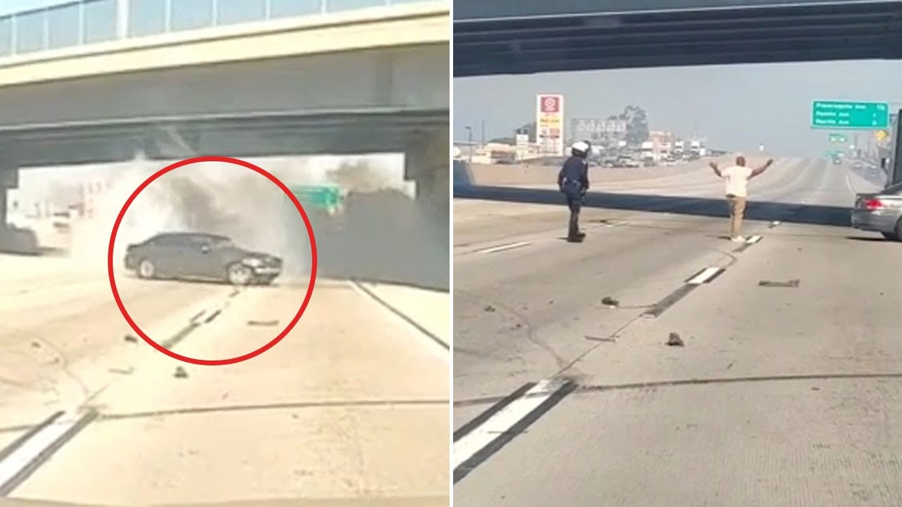 Driver doing donuts stops traffic on 10 Freeway in Los Angeles County