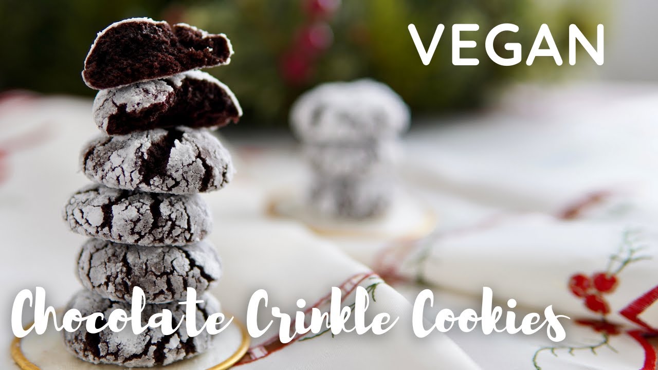 NO BUTTER - Vegan Chocolate Crinkle Cookies | Holiday Cookies
