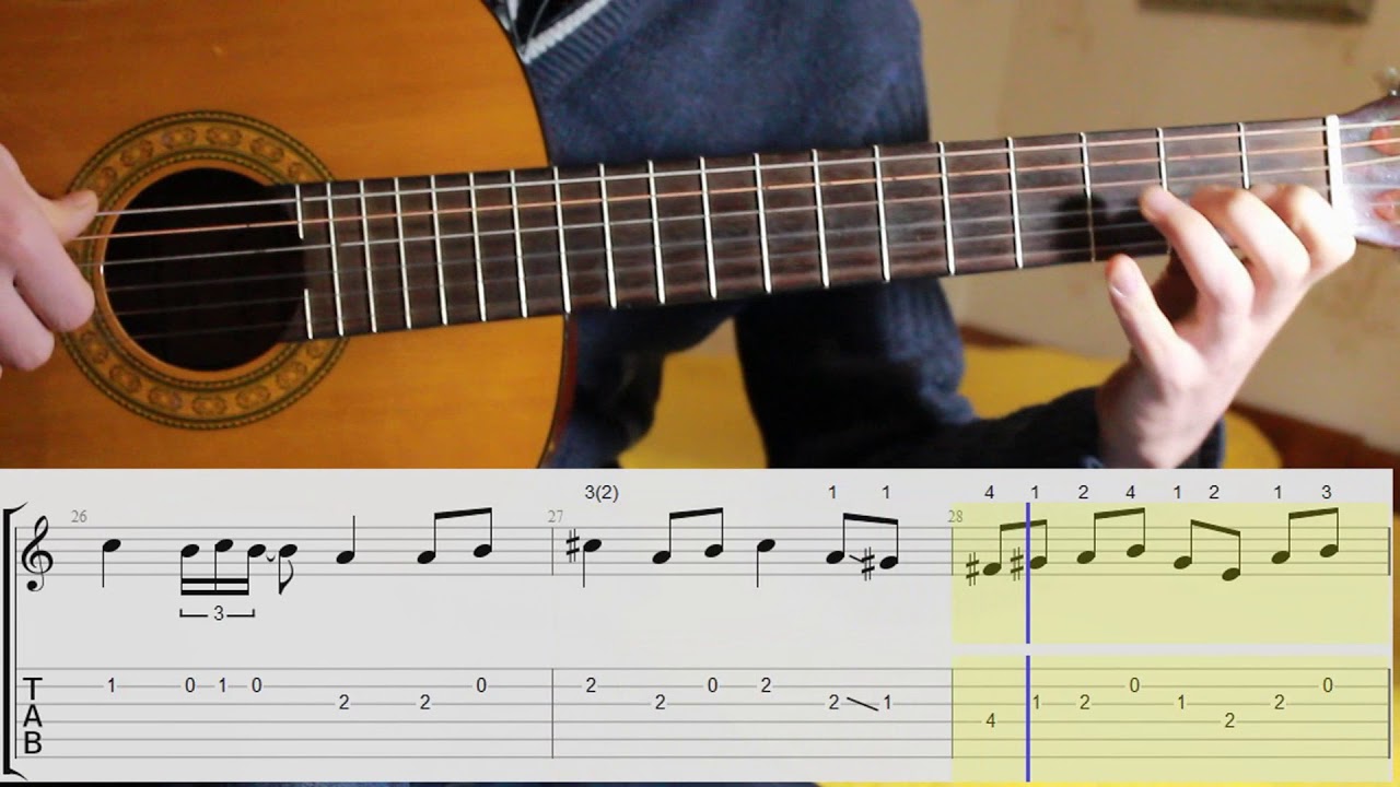 W. A. Mozart - Rondo alla Turca (Turkish March), guitar,notes,tabs