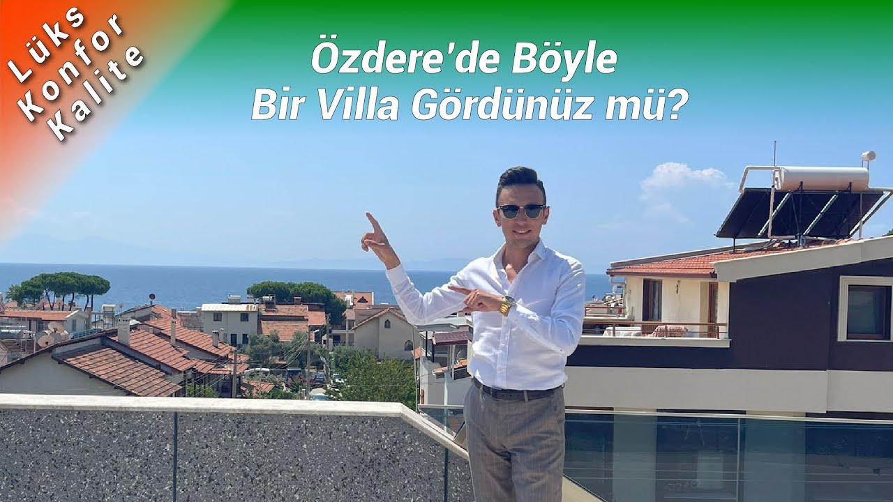 İZMİR ÖZDERE'DE KAPALI OTOPARKLI, BAHÇELİ, DENİZ MANZARALI SATILIK LÜKS VİLLA
