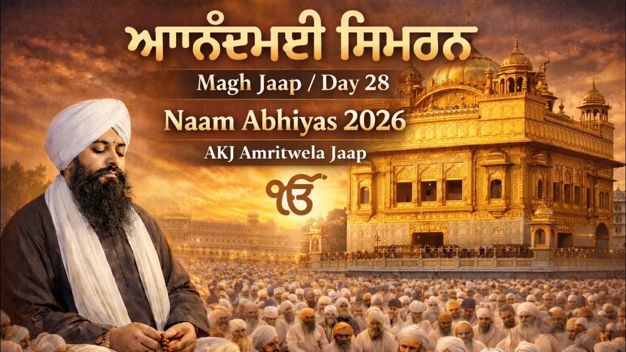 ਆਨੰਦਮਈ ਸਿਮਰਨ || Magh Jaap / Day 28 || Naam Abhiyas 2026 ● AKJ Amritwela Jaap ● Peaceful Meditation 