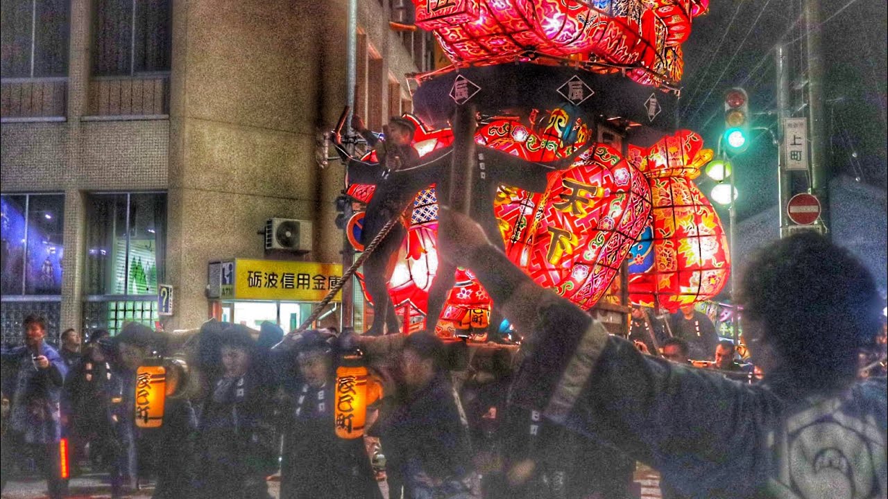 令和7年   富山県南砺市  越中福野夜高祭 2日目  あんどん 練り回し  夜高節・夜高音頭など。