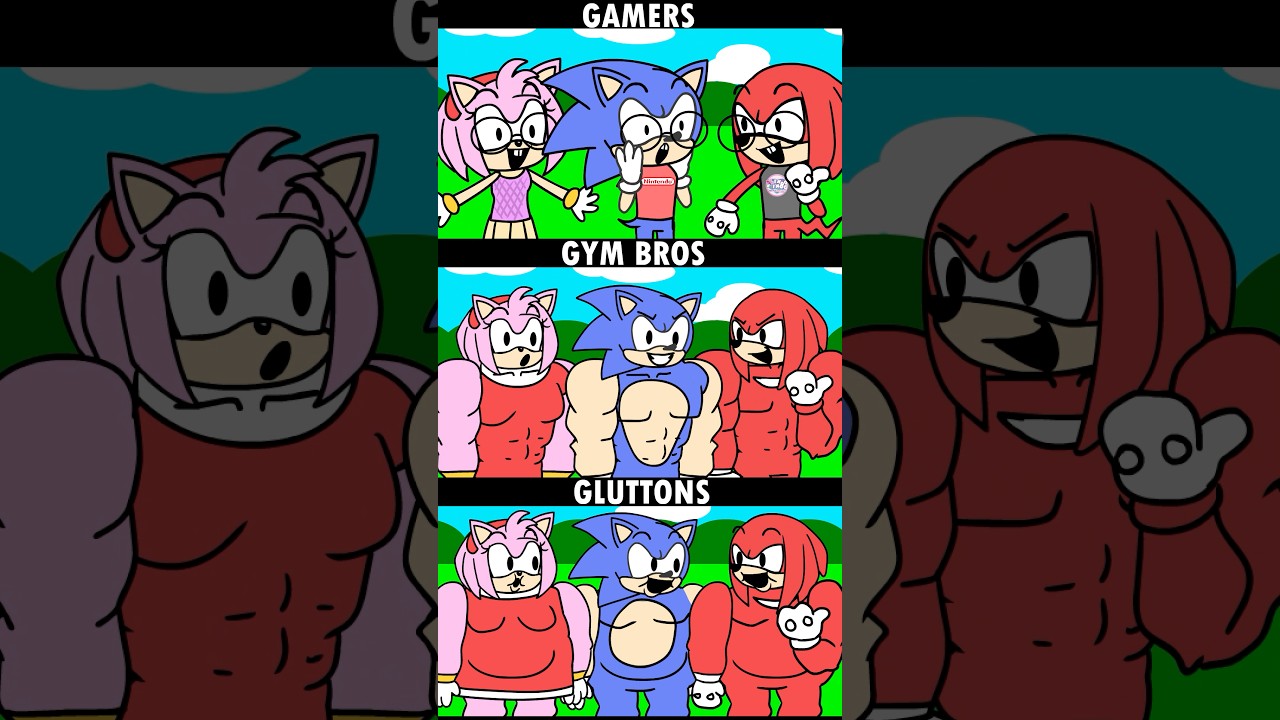 #sonic #amy and knockles #geek #gymbro #animation