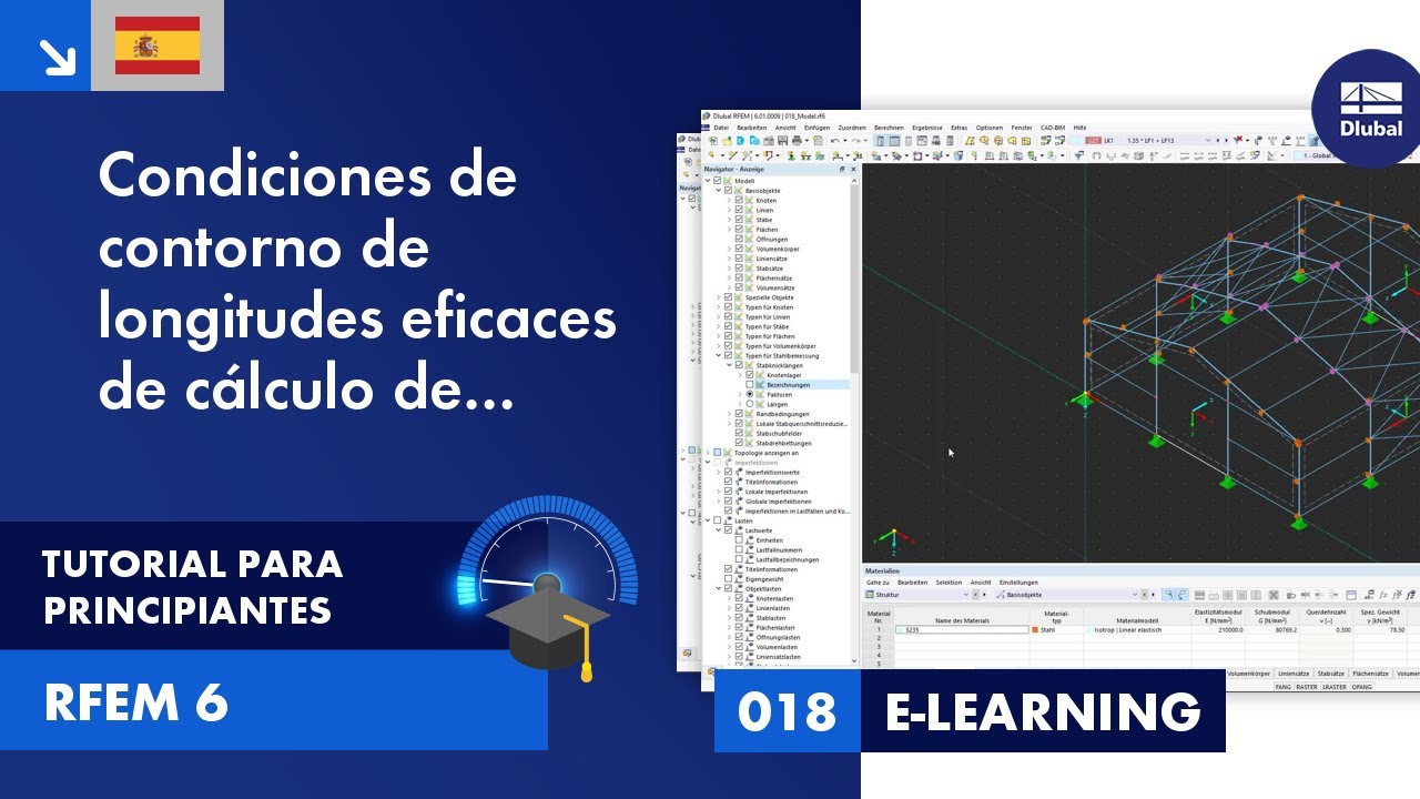 Tutorial de RFEM 6 para principiantes | 018 Cálculo de acero | Longitudes eficaces | Condiciones ...
