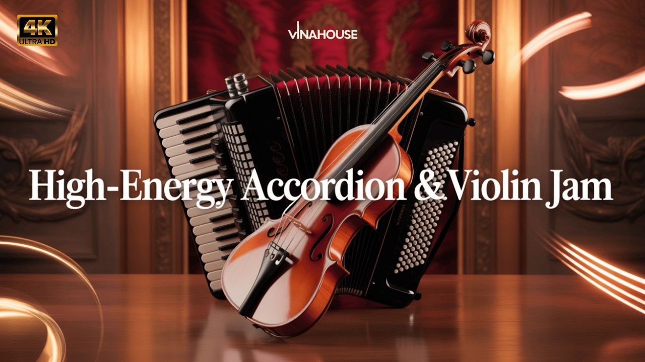 Animaci&oacute;n de Vinahouse con acorde&oacute;n, viol&iacute;n y piano de cola