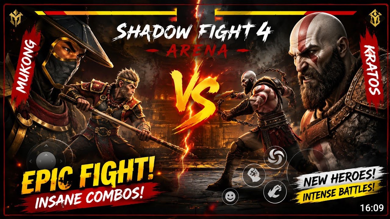 Shadow Fight 4 Arena - EPIC COMBOS & CRAZY FINISHERS ⚔️ MUKONG vs KRATOS 😱 | EPIC BATTLE! #viral 😳