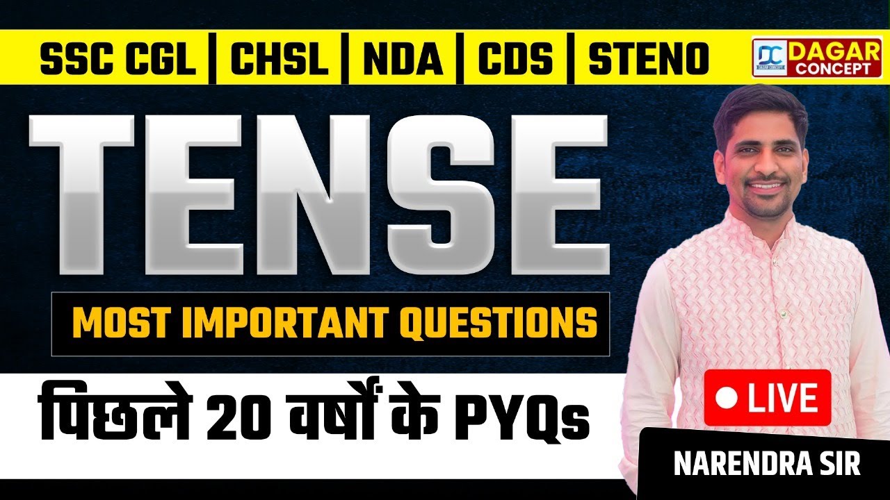 TENSE Master Class | पिछले 20 वर्षो के MOST IMPORTANT QUESTIONS | TENSE PYQs 