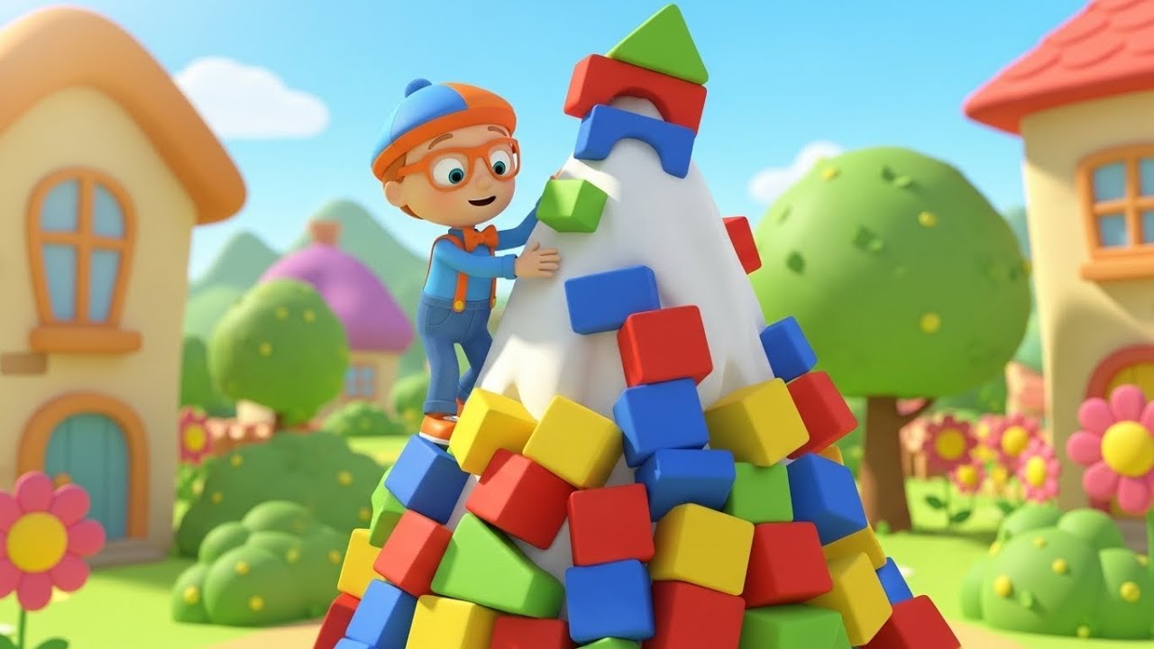 Blippi Jumped Into a Mountain of Blocks 🟦🟩 | Funny Toddler Song | Kids Rhymes