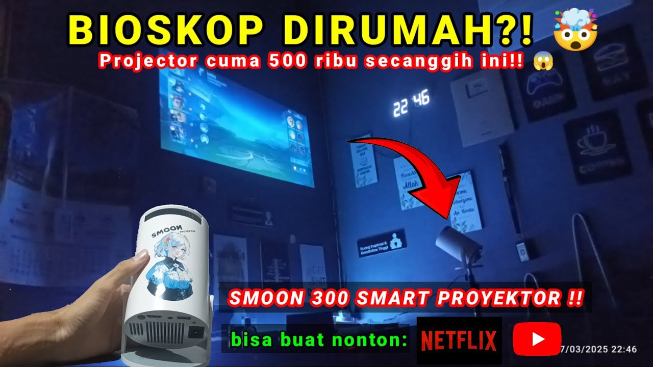 GILA!! PROYEKTOR 500RIBU INI BISA JADI BIOSKOP DI RUMAH?! 🤯🔥SMOON 300 SMART PROJECTOR!!