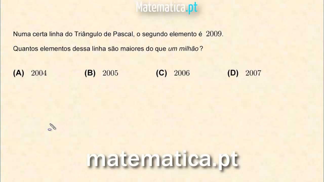 Exerc&iacute;cio Resolvido de Tri&acirc;ngulo de Pascal
