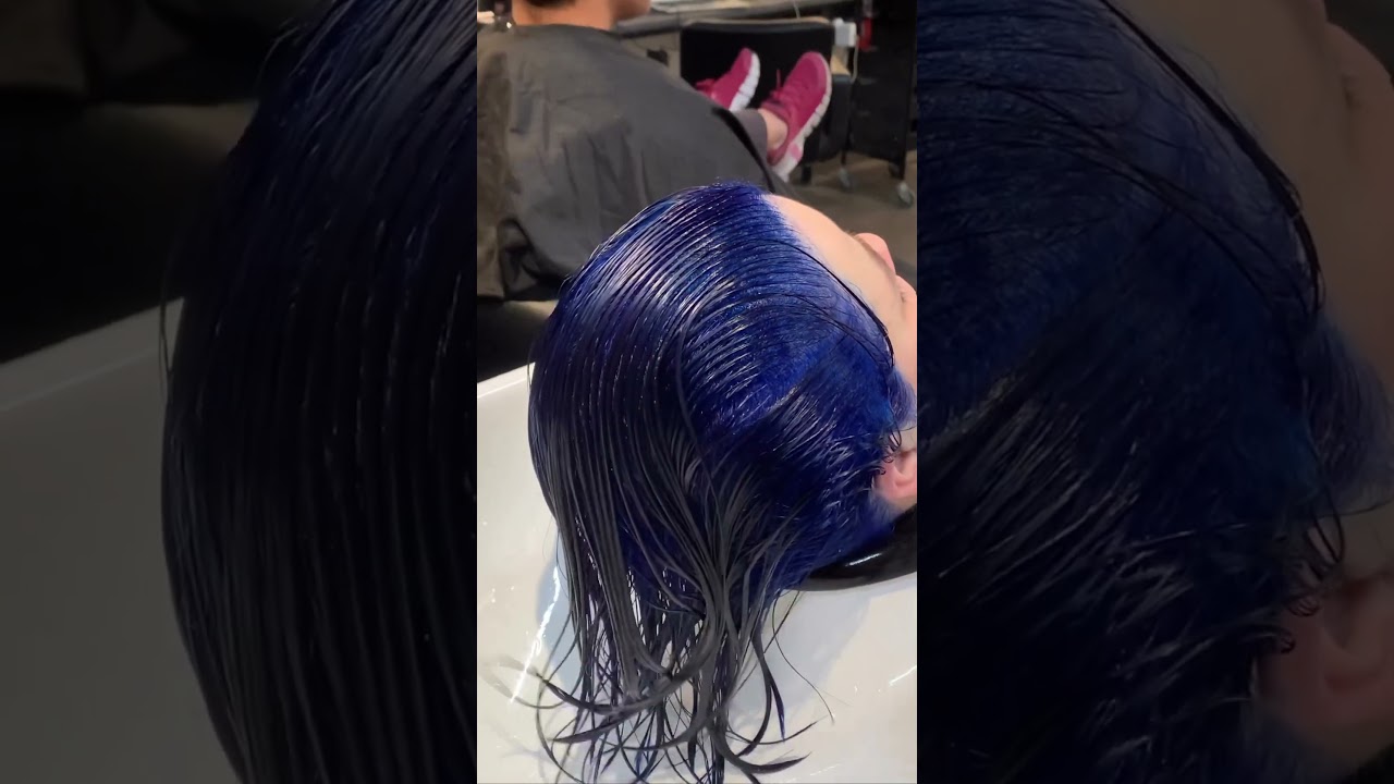 Dark blue hair color transformation/ new hair color #foryoushorts #newhaircolour