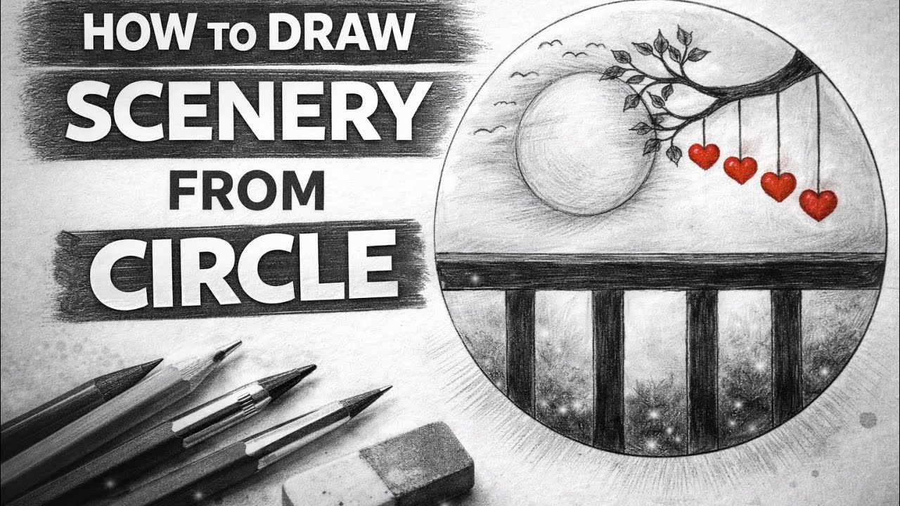 Amazing Circle Scenery Drawing 🌄 | Easy & Beautiful Art@PallaviBariha-h1t