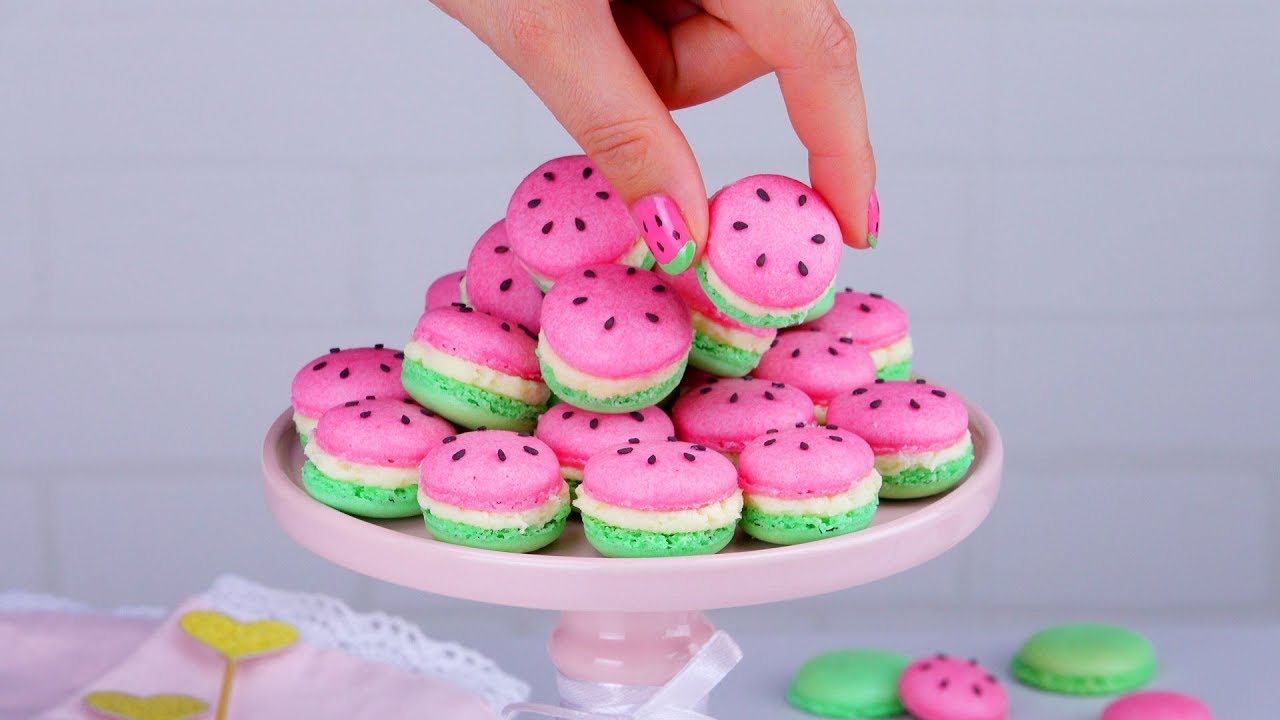 Lindos e fáceis de fazer: macarons melancia