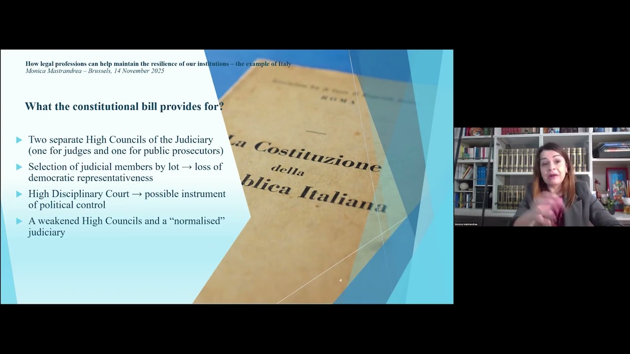 How legal professions can help maintain  the resilience of our institutions – the Italian  example