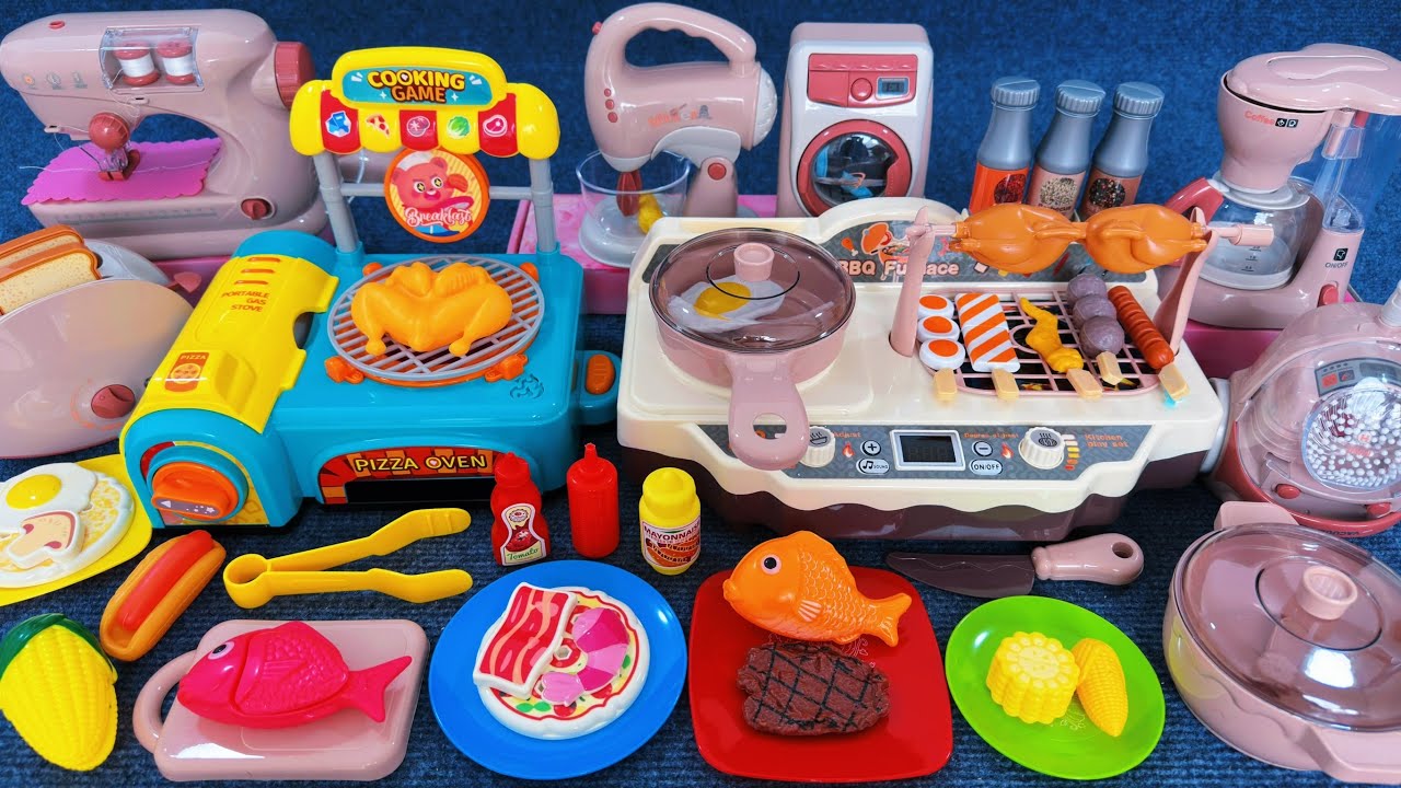16 Minutes Satisfying with Unboxing Smart BBQ Grill and Kitchen Appliance Playset ASMR | Review Toys
