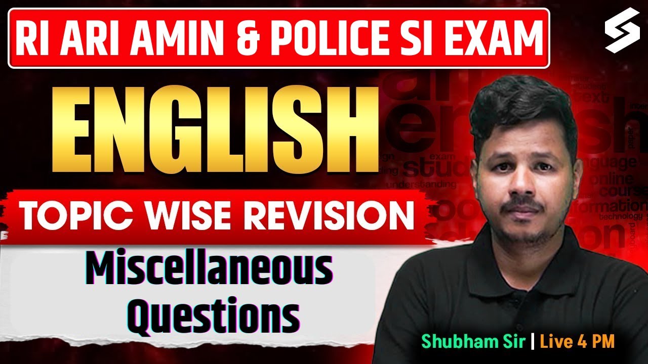 English for RI, ARI, AMIN Exam | Miscellaneous questions I Shubham Sir