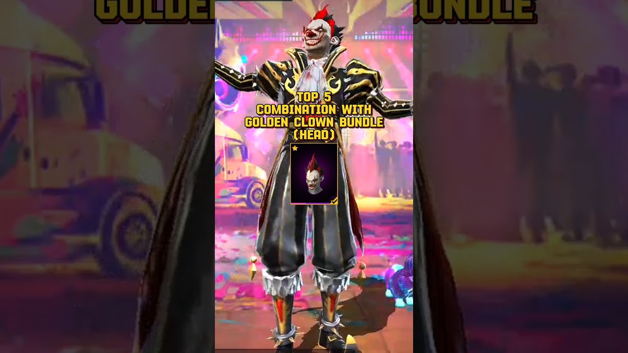 Top 5 combination with golden clown bundle #freefire#ffshorts#ffdress#freefirecombo#ffstyle