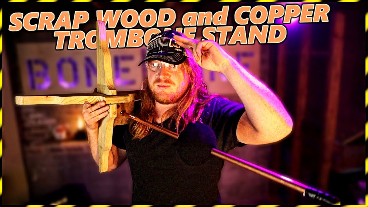 SCRAP WOOD and COPPER diy TROMBONE STAND