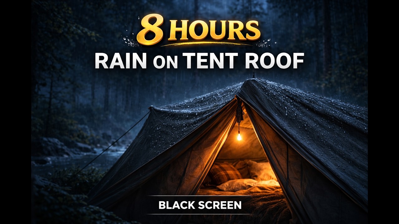 8 Hours Rain on Tent Roof | Black Screen for Deep Sleep & Insomnia Relief (No Ads While Sleeping)