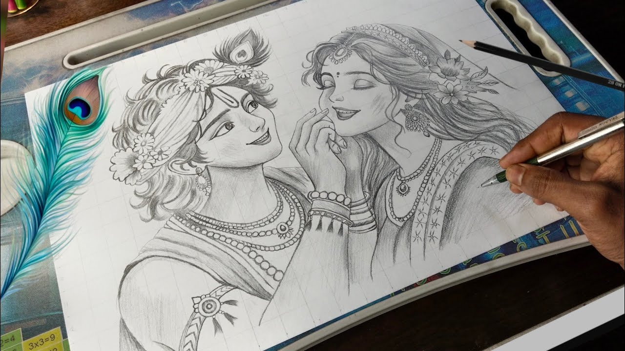 Radha Krishna Beautiful Pencil Drawing ✏️ | Step By Step Sketch Tutorial 