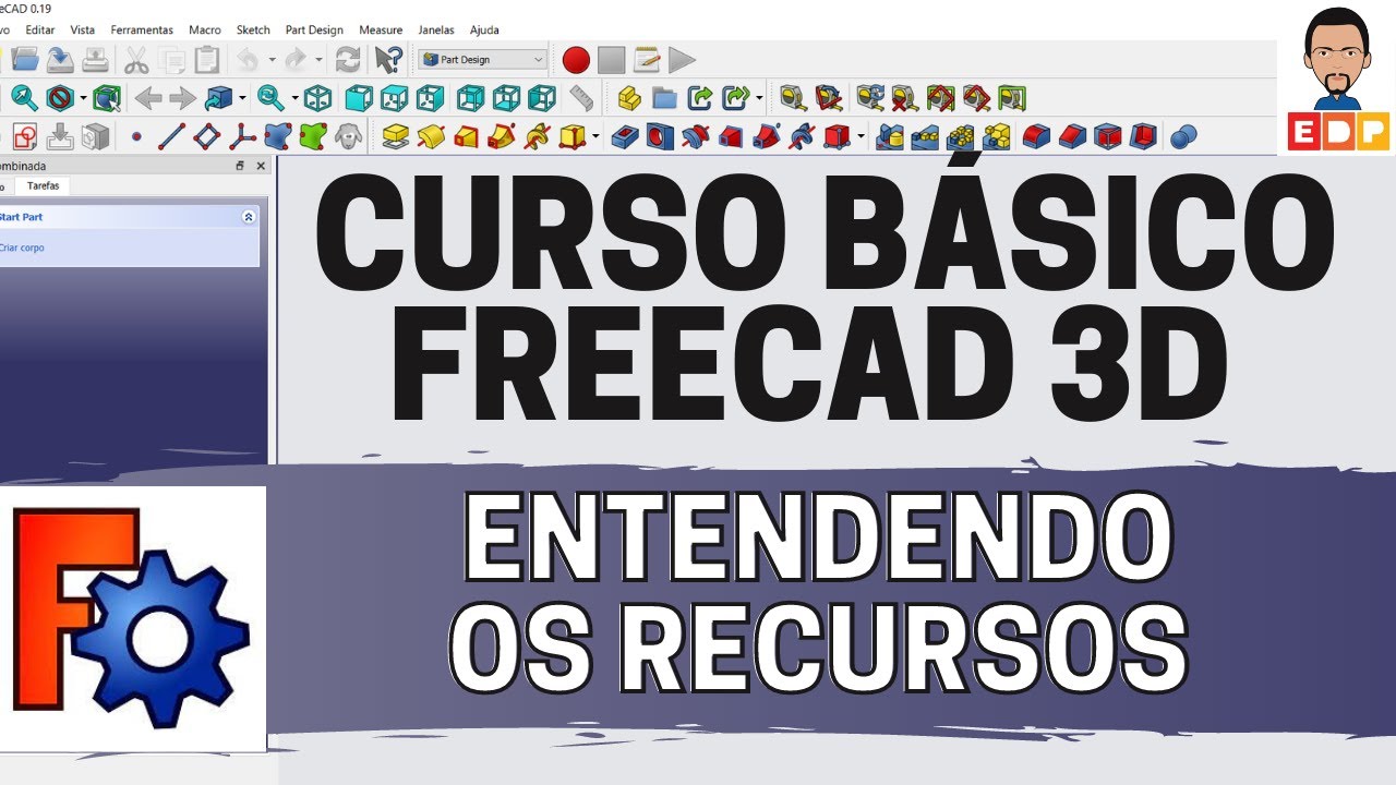 Curso Introdutório FreeCAD Entendendo os recursos disponíveis do FreeCAD vídeo 0