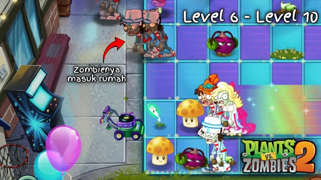 Hampir kalah, adventure Neon Mixtape Tour Level 6 - Level 10, plants vs Zombies 2 Indonesia