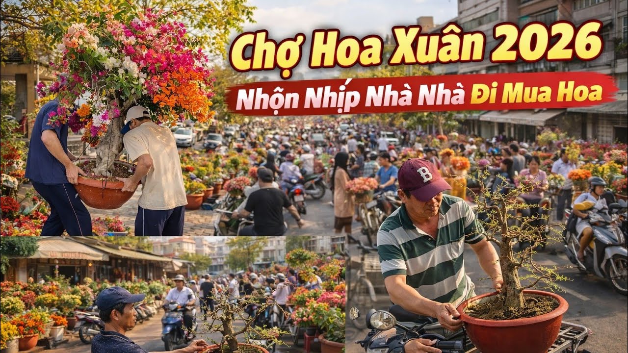 Xôn XAO Chợ Hoa Bến Bình Đông Chiều 21 Tết Cảnh Khổ Người Nghèo Mua Hoa Tết Giá Rẻ