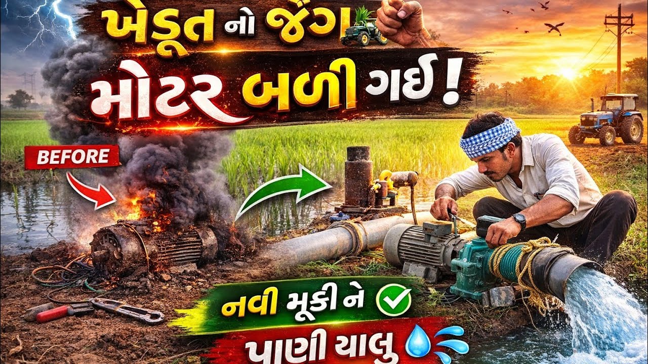 સવારમાં મોટર બળી ગઈ 😱 નવી મોટર લેવા અને મૂકવા LIVE | પાણીની મોટર બદલી | Farm Motor Repair Vlog 🚜💧