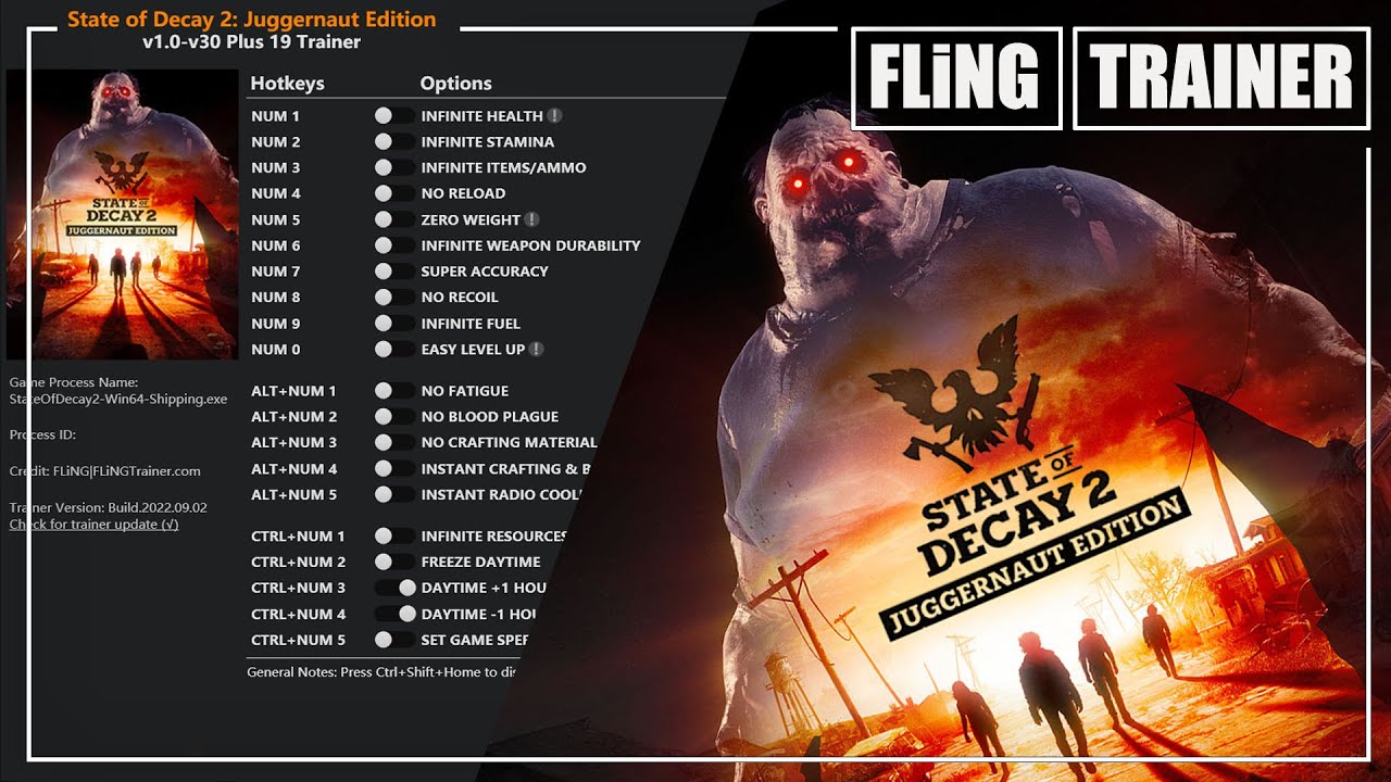 State of Decay 2 Juggernaut Edition v1.0-v30 Plus 19 Trainer-FLiNG | FLiNGTRAiNER