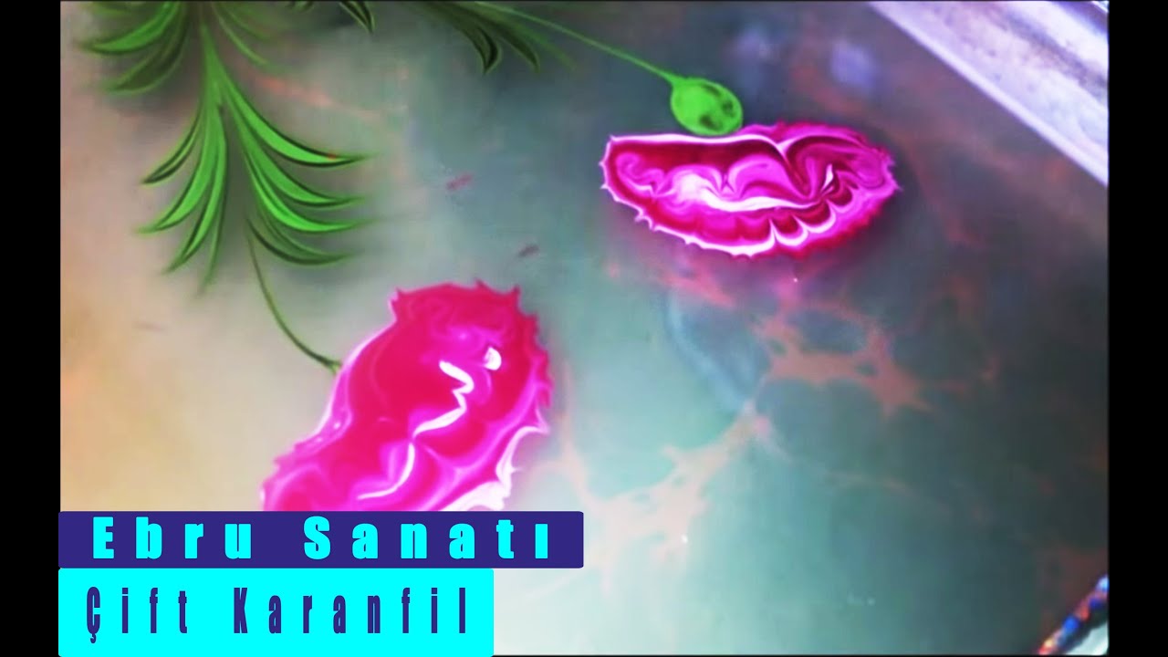 Wonderful Turkish Marbling Art, Painting on water, Ebru sanati, cift Karanfil, الرسم على الماء