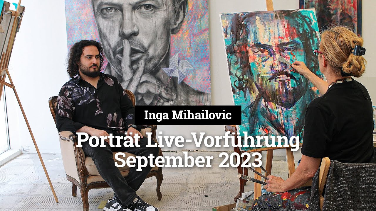 Acryl-Porträt-Vorführung live nach Model