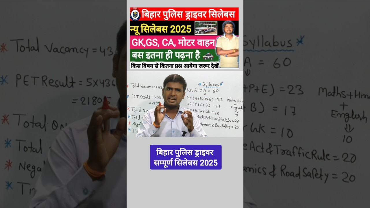 bihar police driver vacancy 2025 syllabus | bihar police driver syllabus 2025 #shorts #youtubeshorts